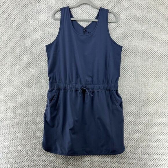 Avalanche Tank Dress Women L Blue Scoop Quick Dry Stretch Pocket Elastic Waist - Picture 1 of 13